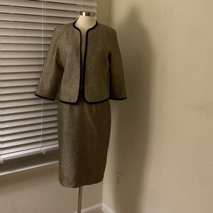 Kasper Black and Tan Skirt Suit
